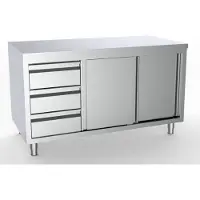 CombiSteel Arbeitsschrank mit Schiebetüren 3 Schubladen Edelstahl 1400x700x850mm