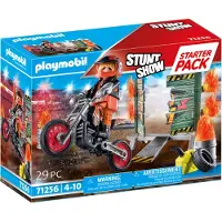 Playmobil Stuntshow 71256 Starter Pack Stuntshow Motorrad mit Feuerwand
