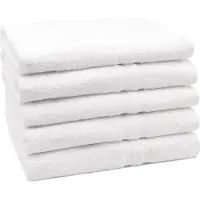 Zöllner Handtuch Amalfi W Set, weiß, 70 x 140 cm, Duschtuch mit Bordüre, aus 100% Baumwolle, 450 g/m2, 5 Stück