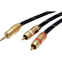 Roline GOLD Audio-Verbindungskabel 3,5mm Stereo - 2x Cinch, ST/ST, 2,5 m