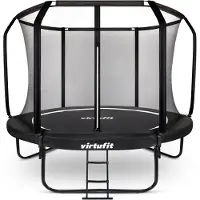 VirtuFit Premium Trampolin 251 cm mit Sicherheitsnetz, Schwarz, Leiter
