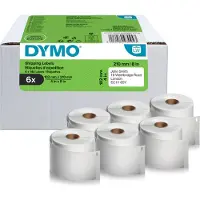 Dymo Versandetiketten 2177565, extra groß, 102 x 210 mm, für Internetmarken, permanenthaftend, Papier, weiß, 6 Rollen mit jeweils 140 Stück