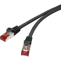 Renkforce RF-4965870 RJ45 Patchkabel CAT 6 S/FTP 30.00 m Schwarz mit Rastnasenschutz, vergoldete Steckkontakte, Flammwi