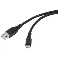 Renkforce USB-Kabel USB 3.2 Gen1 USB-A Stecker, USB-C Stecker 2.00 m Schwarz PVC-Mantel, hochflexibel RF-4995176