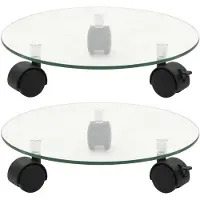 vidaXL Pflanzenständer mit Rollen 2 Stück Hartglas 28 cm Rund
