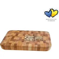 Maysternya Rechteckiges Holzschneidebrett – 32,5 x 36,5 x 4,5 cm – Hackblockholz in Gastronomiequalität – Braun