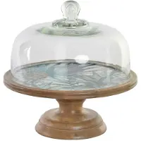 Home Decor Serviertablett Aus Natürlichem Mangoholz Und Glas 30x30x33 Cm