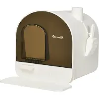 PawHut Katzentoilette Katzenklo mit Haube und Deckel Katzenstreu Matte Weiß