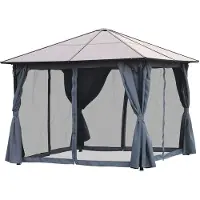 Outsunny Pavillon Gartenpavillon Partyzelt inkl. Seitenteile PC-Dach Aluminium 3 x 3 m 84C-048