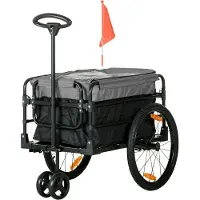 HOMCOM 2-in-1 Fahrradanhänger Lastenanhänger 40 kg Belastbarkeit Schwarz+Grau