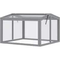 Outsunny Gewächshaus Nursery mit Deckel aus Holz und Polycarbonat wetterfest hellgrau 90 x 80 x 58 cm