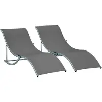 Outsunny 2er Set Sonnenliege Gartenliege Stoffliege Alu Texteline Dunkelgrau