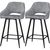 HOMCOM Barhocker 2er-Set Bistrohocker Barstühle Küchenstuhl mit Fußstütze Grau