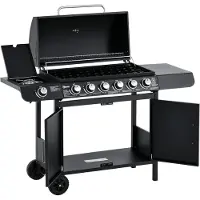 Outsunny Gasgrill BBQ Grillwagen mit 7 Brennern Schrank Multifunktion Metall