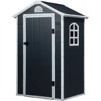 Outsunny Gerätehaus Gartenhaus mit Fenster Pultdach Outdoor Metall Grau