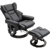HOMCOM Relaxsessel Massagesessel mit Fußhocker Liegefunktion Kunstleder Schwarz