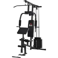 HOMCOM Gym Kraftstation Fitnessstation Multigym inkl. Gewichten Metall Schwarz