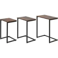HOMCOM BEISTELLTISCH-SET Spanplatte Stahl Braun