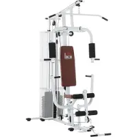 HOMCOM Gym Kraftstation Fitnessstation Multigym inkl. 45kg Gewichten Metall Weiß