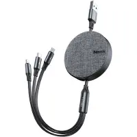 Baseus CAMLT-BYG1, 1,2 m, USB A, USB C/micro-USB B/Lightning, USB 2.0, Schwarz, Grau