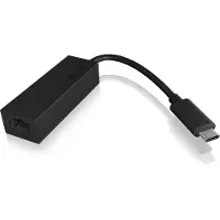 Icy Box IB-LAN100-C3, USB 3.2 Gen 1 Type-C zu Gigabit Ethernet LAN Adapter, Kabelgebunden, USB Typ-C, Ethernet, 1000 Mbit/s, Schwarz