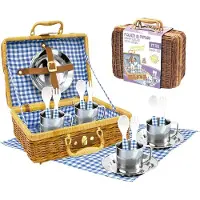 Tachan Vichy Picknick-set Im Weidenkorb