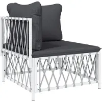 vidaXL Garten-Ecksofa mit Kissen Weiß Gewebe