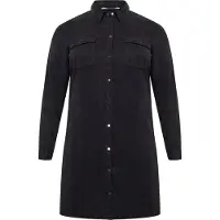 Vero moda Jeanskleid "VMSILA LS SHORT DRESS MIX GA CURVE NOOS", Damen, Gr. 54, N-Gr, Langarm, schwarz, Obermaterial: 100% Lyocell (TENCEL), figurbetont, Kleider Jeanskleid