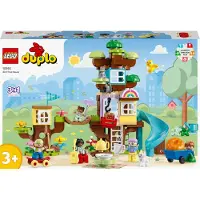 LEGO 10993 DUPLO 3-in-1 Baumhaus Spielzeug für Kleinkinder ab 3 Jahren, Mädchen und Jungen mit 4 Figuren, Tieren, Konstruktionsspielzeug mit Bausteinen und einer Rutsche, Lernspielzeug