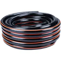 Black & Decker Gartenschlauch 25 Meter - 13MM - Strapazierfähiges PVC - Gartenbewässerung, Autowäsche, Poolbefüllung - Passend für jeden Standardwasserhahn - Schwarz/Orange