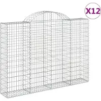 vidaXL Gabionen mit Hochbogen 12Stk. 200x30x140/160cm Verzinktes Eisen