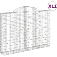 vidaXL Gabionen mit Hochbogen 11Stk. 200x30x140/160cm Verzinktes Eisen