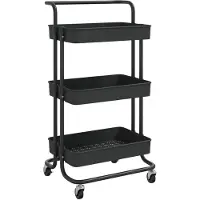 vidaXL Küchenwagen 3 Etagen Schwarz 42x35x85 cm Eisen und ABS