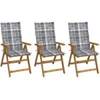 vidaXL Klappbare Gartenstühle 3 Stk. mit Auflagen Massivholz Akazie