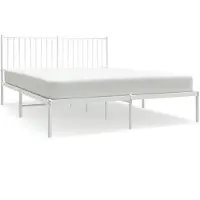 vidaXL Bettgestell mit Kopfteil Metall Weiß 160x200 cm