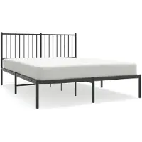 vidaXL Bettgestell mit Kopfteil Metall Schwarz 135x190 cm