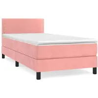 vidaXL Boxspringbett mit Matratze Rosa 100x200 cm Samt