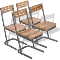 vidaXL Esszimmerstühle 4 Stk. Massivholz Teak