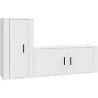 vidaXL 2-tlg. TV-Schrank-Set Weiß Holzwerkstoff