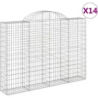 vidaXL Gabionen mit Hochbogen 14Stk. 200x30x140/160cm Verzinktes Eisen