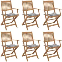 vidaXL Klappbare Gartenstühle 6 Stk. mit Kissen Massivholz Akazie