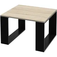 ML-Design Couchtisch 65x65x40 cm, Eicheoptik/Schwarz, Quadratischer Beistelltisch ideal für Wohnzimmer und Büro