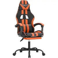 vidaXL Gaming-Stuhl mit Fußstütze Drehbar Schwarz & Orange Kunstleder