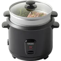 Tomado TRC1501B Reiskocher 1,5 Liter Fassungsvermögen Warmhaltefunktion Dampfkorb schwarz
