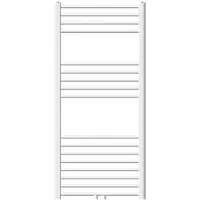 LuxeBath Badheizkörper 600 x 1200 mm - Weiß - gebogen mit Mittelanschluss - Design Heizkörper Handtuchwärmer Handtuchtrockner, ohne Heizstab