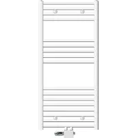 LuxeBath Badheizkörper Mittelanschluss 600 x 1200 mm Weiß gebogen mit Anschlussgarnitur inkl. Thermostat Universal Eck- & Bodenform, ohne Heizstab