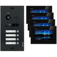 Balter EVO Video Türsprechanlagen Schwarz Set 4 Familienhaus Schwarz 4x 7 Monitor