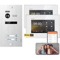 Balter EVO HD Unterputz Silber 2x7" WiFi Monitor Weiß Video Türsprechanlage Set 2 Teilnehmer