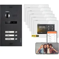 Balter EVO HD Video Türsprechanlagen Schwarz/Weiß 3 Familienhaus Set 3x 7 Monitor WiFi + 3x 7 Monitor