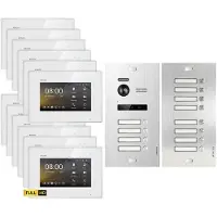 Balter EVO HD Video Türsprechanlage UP Silber 9x 7 Monitore Weiß für 9 Familienhaus 12x 7 Monitor